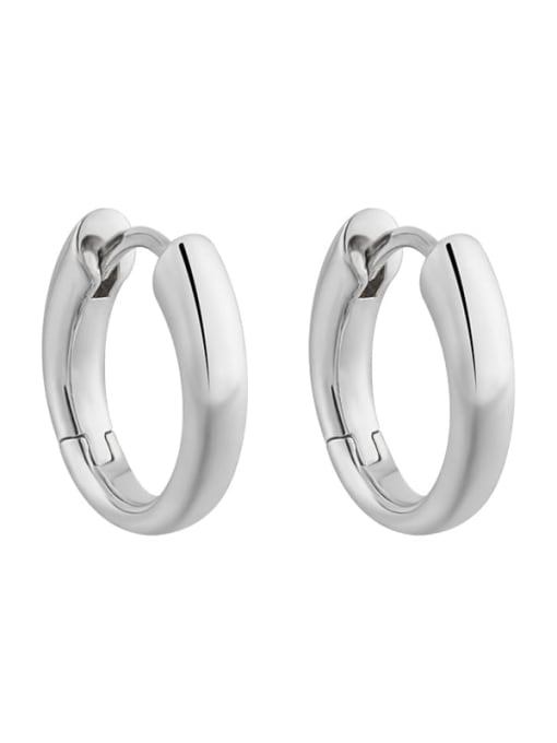 Platinum [10mm] 925 Sterling Silver Geometric Minimalist Hoop Earring